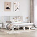 vidaXL, vidaXL Massivholzbett mit Regal ohne Matratze Weiß 200x200 cm