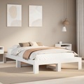vidaXL, vidaXL Massivholzbett ohne Matratze Weiß 135x190 cm Kiefernholz