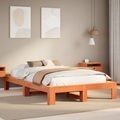 vidaXL, vidaXL Massivholzbett ohne Matratze Wachsbraun 135x190 cm Kiefernholz