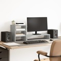 vidaXL, vidaXL Monitorständer mit Schreibtisch-Organizer Grau Sonoma