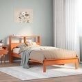 vidaXL, vidaXL Massivholzbett mit Regal ohne Matratze Wachsbraun 100x200 cm