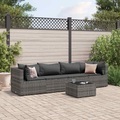 vidaXL, vidaXL 5-tlg. Garten-Lounge-Set mit Kissen Grau Poly Rattan