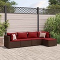 vidaXL, vidaXL 5-tlg. Garten-Lounge-Set mit Kissen Braun Poly Rattan