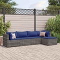 vidaXL, vidaXL 5-tlg. Garten-Lounge-Set mit Kissen Grau Poly Rattan