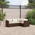vidaXL, vidaXL 4-tlg. Garten-Lounge-Set mit Kissen Braun Poly Rattan