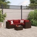 vidaXL, vidaXL 5-tlg. Garten-Lounge-Set mit Kissen Braun Poly Rattan