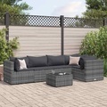 vidaXL, vidaXL 6-tlg. Garten-Lounge-Set mit Kissen Grau Poly Rattan