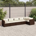 vidaXL, vidaXL 6-tlg. Garten-Lounge-Set mit Kissen Braun Poly Rattan