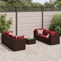 vidaXL, vidaXL 7-tlg. Garten-Lounge-Set mit Kissen Braun Poly Rattan