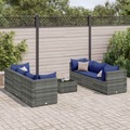 vidaXL, vidaXL 7-tlg. Garten-Lounge-Set mit Kissen Grau Poly Rattan
