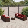 vidaXL, vidaXL 8-tlg. Garten-Lounge-Set mit Kissen Braun Poly Rattan
