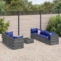 vidaXL, vidaXL 8-tlg. Garten-Lounge-Set mit Kissen Grau Poly Rattan