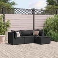 vidaXL, vidaXL 4-tlg. Garten-Lounge-Set mit Kissen Schwarz Poly Rattan
