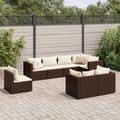 vidaXL, vidaXL 8-tlg. Garten-Lounge-Set mit Kissen Braun Poly Rattan