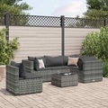 vidaXL, vidaXL 6-tlg. Garten-Lounge-Set mit Kissen Grau Poly Rattan
