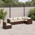 vidaXL, vidaXL 6-tlg. Garten-Lounge-Set mit Kissen Braun Poly Rattan