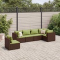 vidaXL, vidaXL 6-tlg. Garten-Lounge-Set mit Kissen Braun Poly Rattan