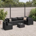 vidaXL, vidaXL 7-tlg. Garten-Lounge-Set mit Kissen Schwarz Poly Rattan