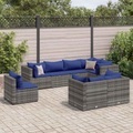 vidaXL, vidaXL 8-tlg. Garten-Lounge-Set mit Kissen Grau Poly Rattan