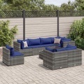 vidaXL, vidaXL 9-tlg. Garten-Lounge-Set mit Kissen Grau Poly Rattan