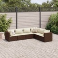 vidaXL, vidaXL 6-tlg. Garten-Lounge-Set mit Kissen Braun Poly Rattan