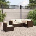 vidaXL, vidaXL 5-tlg. Garten-Lounge-Set mit Kissen Braun Poly Rattan