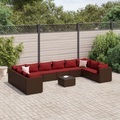 vidaXL, vidaXL 11-tlg. Garten-Lounge-Set mit Kissen Braun Poly Rattan