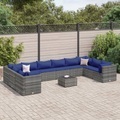 vidaXL, vidaXL 11-tlg. Garten-Lounge-Set mit Kissen Grau Poly Rattan