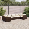 vidaXL, vidaXL 7-tlg. Garten-Lounge-Set mit Kissen Braun Poly Rattan