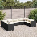 vidaXL, vidaXL 9-tlg. Garten-Lounge-Set mit Kissen Schwarz Poly Rattan