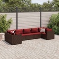 vidaXL, vidaXL 7-tlg. Garten-Lounge-Set mit Kissen Braun Poly Rattan