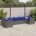vidaXL, vidaXL 7-tlg. Garten-Lounge-Set mit Kissen Grau Poly Rattan