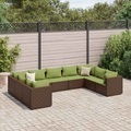 vidaXL, vidaXL 9-tlg. Garten-Lounge-Set mit Kissen Braun Poly Rattan
