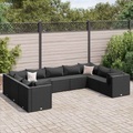 vidaXL, vidaXL 9-tlg. Garten-Lounge-Set mit Kissen Schwarz Poly Rattan