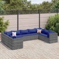 vidaXL, vidaXL 9-tlg. Garten-Lounge-Set mit Kissen Grau Poly Rattan