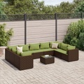 vidaXL, vidaXL 10-tlg. Garten-Lounge-Set mit Kissen Braun Poly Rattan