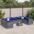 vidaXL, vidaXL 10-tlg. Garten-Lounge-Set mit Kissen Grau Poly Rattan