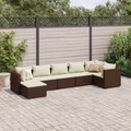 vidaXL, vidaXL 7-tlg. Garten-Lounge-Set mit Kissen Braun Poly Rattan