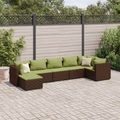 vidaXL, vidaXL 7-tlg. Garten-Lounge-Set mit Kissen Braun Poly Rattan