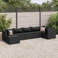 vidaXL, vidaXL 7-tlg. Garten-Lounge-Set mit Kissen Schwarz Poly Rattan