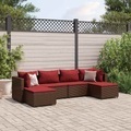vidaXL, vidaXL 6-tlg. Garten-Lounge-Set mit Kissen Braun Poly Rattan