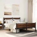 vidaXL, vidaXL Metallbett ohne Matratze Braun Eichen-Optik 160x200 cm
