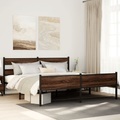 vidaXL, vidaXL Metallbett ohne Matratze Braun Eichen-Optik 193x203 cm