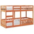 vidaXL, vidaXL Etagenbett Wachsbraun 90x190 cm Massivholz Kiefer