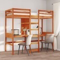 vidaXL, vidaXL Hochbett ohne Matratze Wachsbraun 90x190 cm Massivholz Kiefer