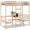 vidaXL, vidaXL Hochbett mit Schreibtisch & Stühlen 90x190 cm Massivholz Kiefer