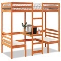 vidaXL, vidaXL Hochbett mit Schreibtisch & Stühlen Braun 90x190 cm Kiefernholz