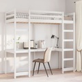 vidaXL, vidaXL Hochbett mit Schreibtisch Weiß 90x200 cm Massivholz Kiefer