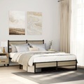 vidaXL, vidaXL Metallbett ohne Matratze Sonoma-Eiche 135x190 cm