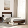 vidaXL, vidaXL Metallbett ohne Matratze Eichen-Optik 107x203 cm